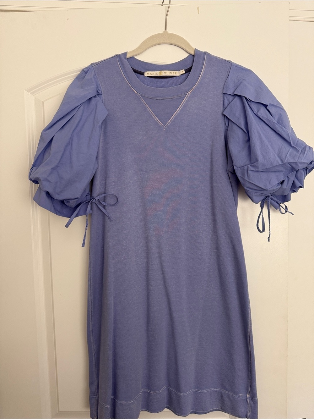 Marie Oliver Periwinkle Puff Sleeve Mini Dress